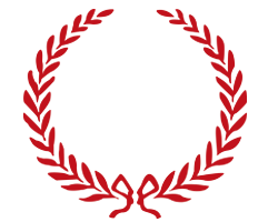 Rotes Lorbeerkranz-Symbol mit der Jahreszahl 50