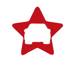 Wunschfahrzeug-Symbol mit rotem Stern und Auto – individuelle Fahrzeugauswahl